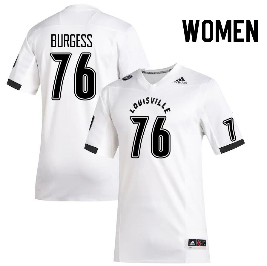 Women #76 Luke Burgess Louisville Cardinals College Football Jerseys Stitched Sale-White - Click Image to Close